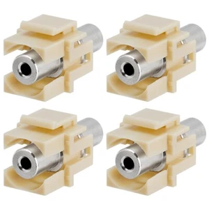 4x 3.5mm 1/8" Stereo Audio Female Coupler Keystone Jack Wall Plate Insert Ivory - Picture 1 of 2