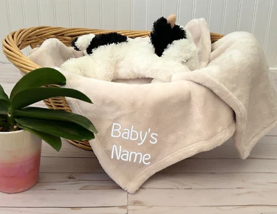 Baby Blanket Pink Fleece Throw Customize Baby's Name Embroidered Handmade New - Image 1 of 2