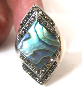 Size 9 Vintage Sterling Silver 925 Women's Ladies Ring Abalone Shell 7.7 gr - Picture 1 of 6