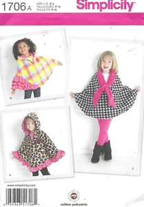 Girl's Cape Poncho with Hood UNCUT Size S M L 3-8 Years With Ruffle Hooded - Picture 1 of 2