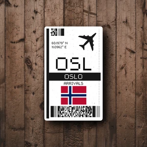 OSL Oslo, Norway Boarding Pass Glossy Sticker - Laptop/Decorative Travel Sticker - Picture 1 of 4