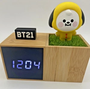 BT21 LED Digital Desk Clock Chimmy Character Bamboo Wood Rare Collectible - Picture 1 of 13
