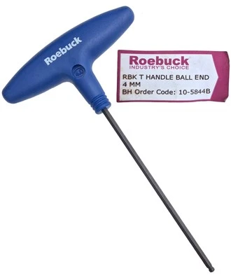 4mm BALL Point T Handle HEX KEY Driver Metric Lightweight ROEBUCK 10-5844B - Image 1 of 4