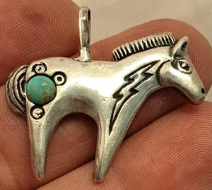 Ciondolo in argento sterling turchese NATIVI AMERICANI Southwestern CAVALLO RSD - Foto 1 di 5