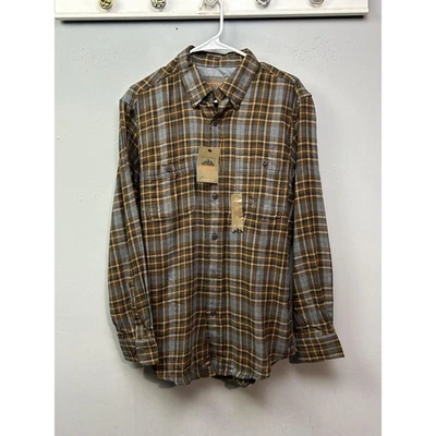 Camisa Northwest Territory Para Hombre Gris Mediana Marrón Franela a Cuadros Botón Delantero Foto 1 de 4