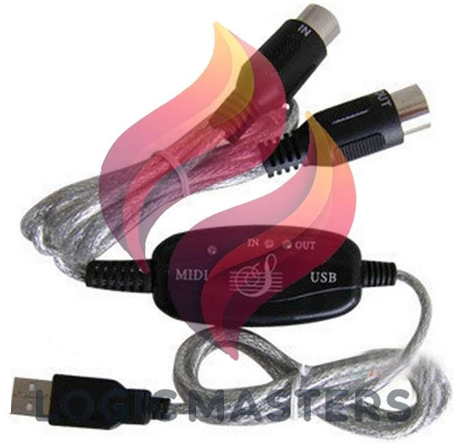 USB IN-OUT MIDI Interface Cable Converter PC to Music Keyboard Adapter Cord - Image 1 of 1