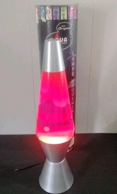 Original Brand LAVA LAMP 2011 Pink Purple Colours Silver Base 14.3" In - Image 1 of 4
