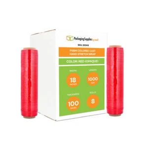 8 Rollen 18 Zoll x 1000 Fuß Guss Verpackung Stretchfolie Schrumpfen Handverpackung (100 Ga) Dunkelrot - Bild 1 von 7