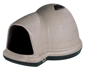 Large Outdoor Igloo Dog House Shelter for Pets 50-90 lbs, Taupe - Picture 1 of 14