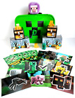 Minecraft Mini Figures Gold Figures Bundle & Sheep Clip Lunch Box Stickers Set