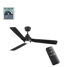 Home Ester 54" LED  Matte Black Ceiling Fan/Light Kit/Remote 52159 - Picture 1 of 3