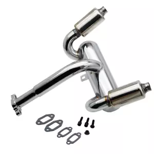 Tuyau d'échappement double aluminium 23-45cc RC 1/5 avec silencieux pour HPI Rovan BAJA 5B SS - Photo 1 sur 10