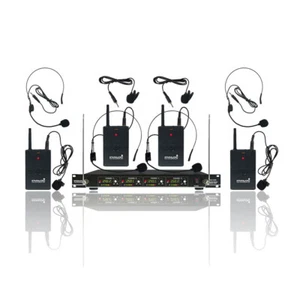 VHF Wireless Microphone Reciever 4CH Headset Lavalier Bodypack Church Microphone - Picture 1 of 12