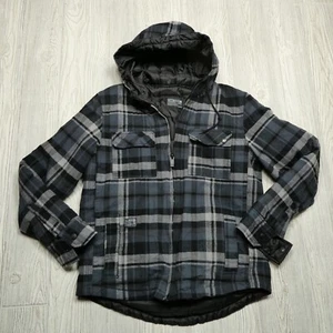 VINTAGE Billabong Jacket Adult Medium Gray Tartan Plaid Reversible - Picture 1 of 13