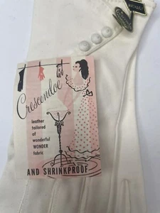 Crescendoe Ladies Gloves 7 Creamy White Button Detail NOS Tag Advertisement Vtg - Picture 1 of 7