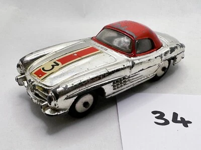 RARE VINTAGE CORGI TOYS # 304S MERCEDES BENZ 300SL HARDTOP ROADSTER RED/SILVER - Image 1 of 4