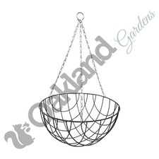 10 x 16' Wire Hanging Basket 40cm Round Bottom Baskets Metal Coated Green Plant