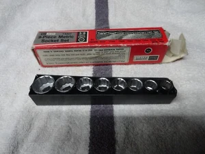 Vintage Craftsman 3/8" Drive 12pt Metric mm 9pc Socket Set Tray & Box USA - Bild 1 von 5