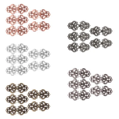 5Pairs Filigree Swirl Flower Cape Cloak Clasp Fasteners Hook Eye Cardigan Button - Image 1 of 4