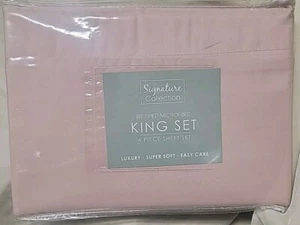 New Signature Collection Brushed Microfiber Sheet Set -King Size Blush - Picture 1 of 3