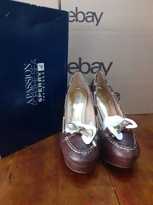 SPERRY KIRKWOOD TOP SIDER Womens Brown Leather high heel platform shoes Size 9½M - Image 1 of 4
