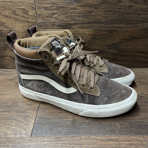 Sneakers alte Vans OTW marrone scamosciato Scotchgard foderate in pelliccia sintetica uomo 7 5 Wmns 9