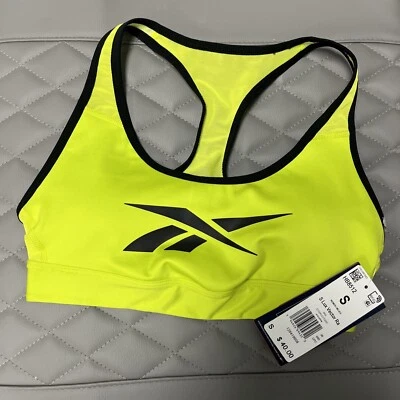 Sujetador deportivo Reebok Lux VECTOR Racerback para mujer, soporte mediano TALLA S-AMARILLO NEÓN Foto 1 de 4