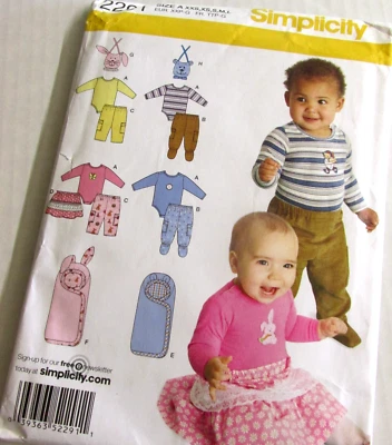 Simplicity 2291 Baby Separates Pants Skirt Bodysuit Bib Bunting Sizes XXS-L  UC - Image 1 of 4