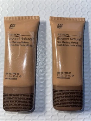 Lot of 2 Revlon Beyond Natural Skin Matching Makeup - Medium 230 NEW SEALED - Image 1 of 2
