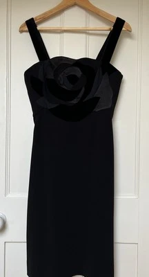 Vestido de Coquetel Diane Von Furstenberg Preto com Corpete de Veludo, Reino Unido 10/EUA 6, Novo com etiquetas - Imagem 1 de 4