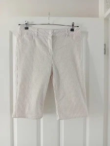 Papaya 3/4 Shorts Stretch Denim Pink / White Stripes Size 14 - Picture 1 of 3
