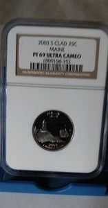 2003 San Francisco Maine State Quarter NGC PF 69 Ultra Cameo Clad- Proof Uncir. - Picture 1 of 7