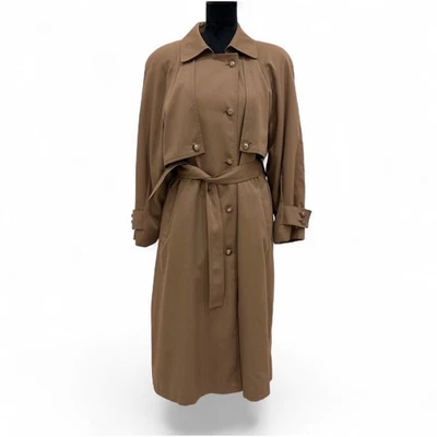 Винтажный London туман кнопка вверх Тренч подпоясанный съемный вкладыш женщин 14 P - Изображение 1 из 4