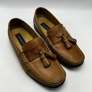 Giorgio Brutini Loafer Mens 7.5 M Tassel Moc Tan Leather Casual Comfort Read - Picture 1 of 11