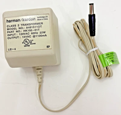 Adaptador de CA transformador Harman/Kardon clase 2 A481511OT 15V AC, 1100mA genuino Foto 1 de 4