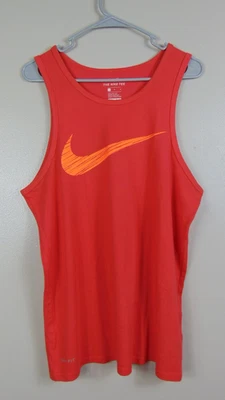 Nike Sleeveless The Nike Tee Tank Top Mens Size Medium Dri Fit Coral Bright Logo - Image 1 of 4