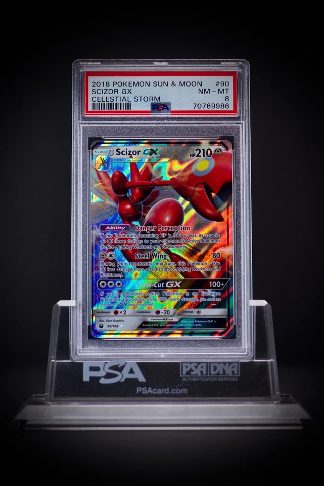 2018 Pokemon Sun & Moon Celestial Storm 90 Scizor GX PSA 8 - Image 1 of 2
