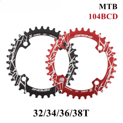 MTB Bicycle 104BCD Chainrings 32 34 36 38T Sprocket Narrow Wide Chain Wheel - Image 1 of 4