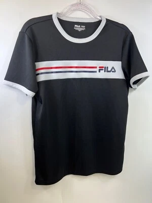 Fila T-Shirt Men's Small Black with White Crew Neck and Cuffs Short Sleeve - Image 1 of 4