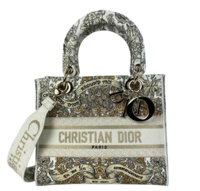 Christian Dior Latte Embroidery Around the World Motif Medium Lady D-Lite Bag - Image 1 of 4