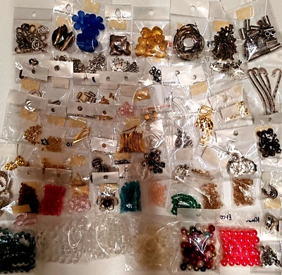 50 Bags Huge Job Lot Jewellery Making Craft Beads Pearls Charms Different Packs - Image 1 of 4