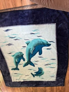VIP No 1 Royal Plush Blanket Dolphins - Picture 1 of 6
