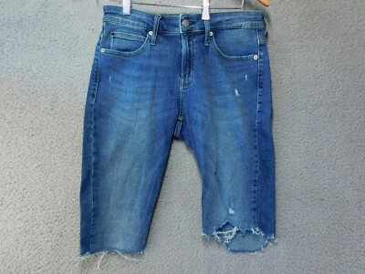 Pantalones de mezclilla para mujer Calvin Klein talla 28 azul CKJ011 tiro alto ajustados dobladillo crudo Foto 1 de 4