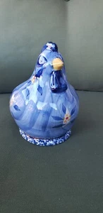 Temptations by Tara Old World Blue Chicken Rooster. No Spoons. Planter - Picture 1 of 4