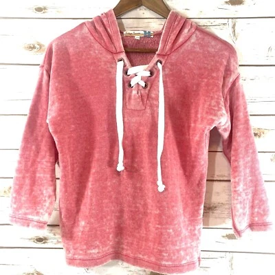 Pulôver com capuz Havana vintage rosa ombre lavagem ácida com cadarço juvenil tamanho L 14 - Imagem 1 de 4