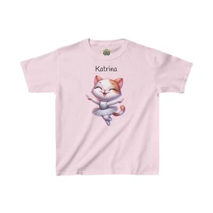 Funny kids Custom Name Tshirt Katrina Kids Tee Ballerina Dance Tee Kitty Cat - Picture 1 of 6