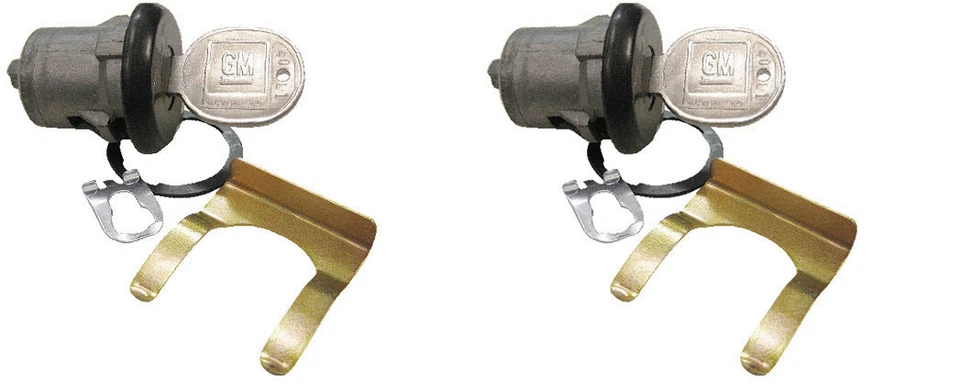 NEW PAIR OLDSMOBILE OEM DOOR LOCK KEYED CYLINDER W/2 OEM GM LOGO KEYS TO MATCH - Image 1 of 1
