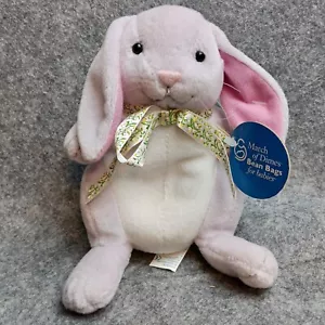 Vintage Applause March Of Dimes Sitzsäcke für Babys weiß rosa Hase Kaninchen 7 Zoll - Bild 1 von 8