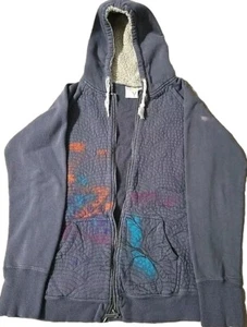 Roxy Hooded Jacket Y2k Vintage Zip Hood Womens Paint Splashes Large L Gray Grey - Picture 1 of 6