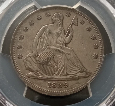 1839 *No Drapery* HALF DOLLAR *PCGS Strong XF* First Year of Issue *FAST SHIP!!! Cover